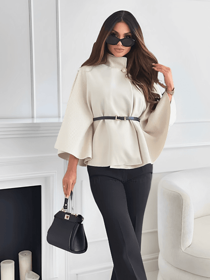 Celestina | Abrigo Capa Mujer Cuello Alto Cinturón Manga