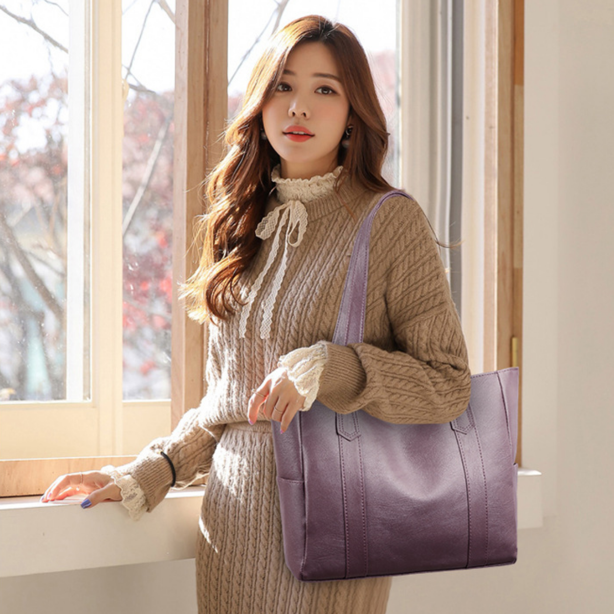 Bolso Shopper Clásico de Piel Simone
