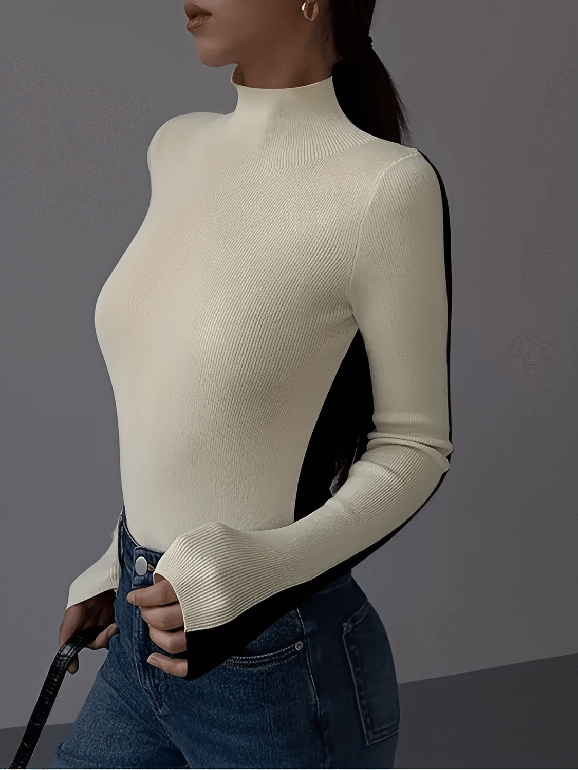 Jovita | Suéter Punto Bicolor Cuello Alto Doble Cara