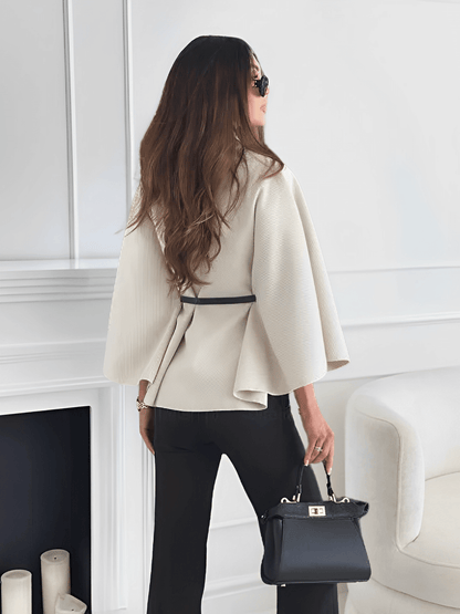 Celestina | Abrigo Capa Mujer Cuello Alto Cinturón Manga