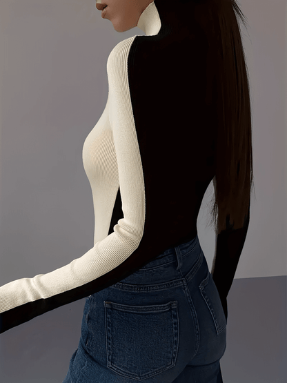 Jovita | Suéter Punto Bicolor Cuello Alto Doble Cara