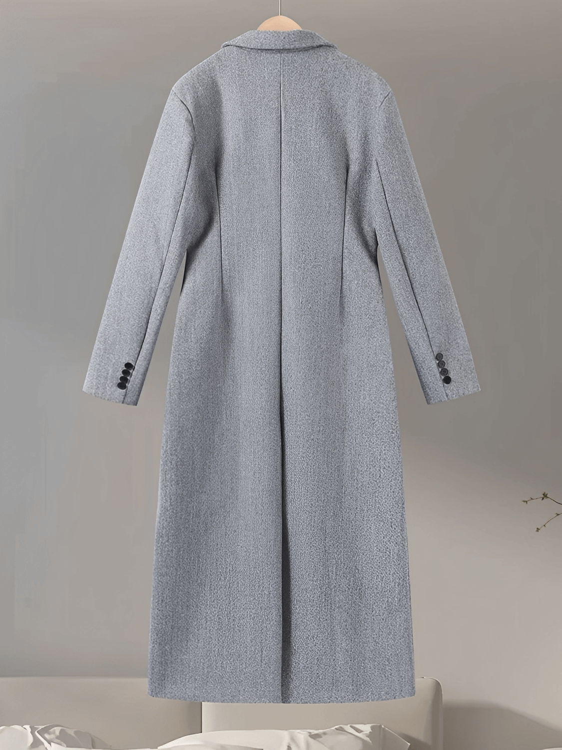 Gregoria | Sobretudo Largo Con Lana Batida Bolsos Decorativos