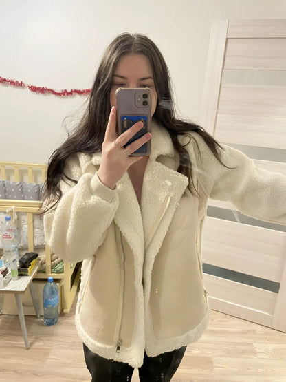 Eulalia | Abrigo Femenino Peluciado Lana Camurça Cremallera