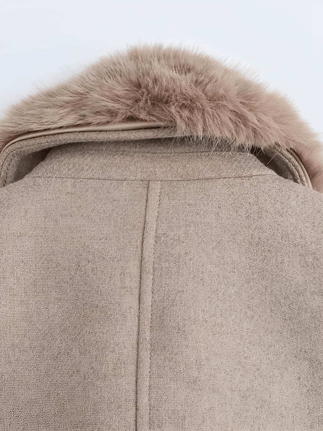 Quirina | Abrigo de lana con cuello de piel y cierre de botones