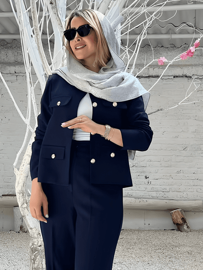 Desideria | Abrigo con Bolsos Decorativos y Botones