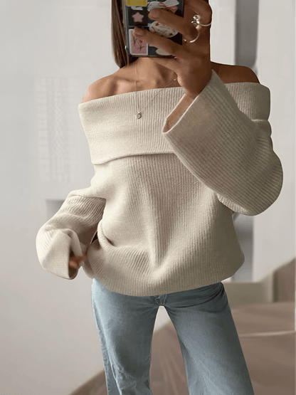 Alzira | Suéter Punto Grueso Ombros Descubiertos Amplio