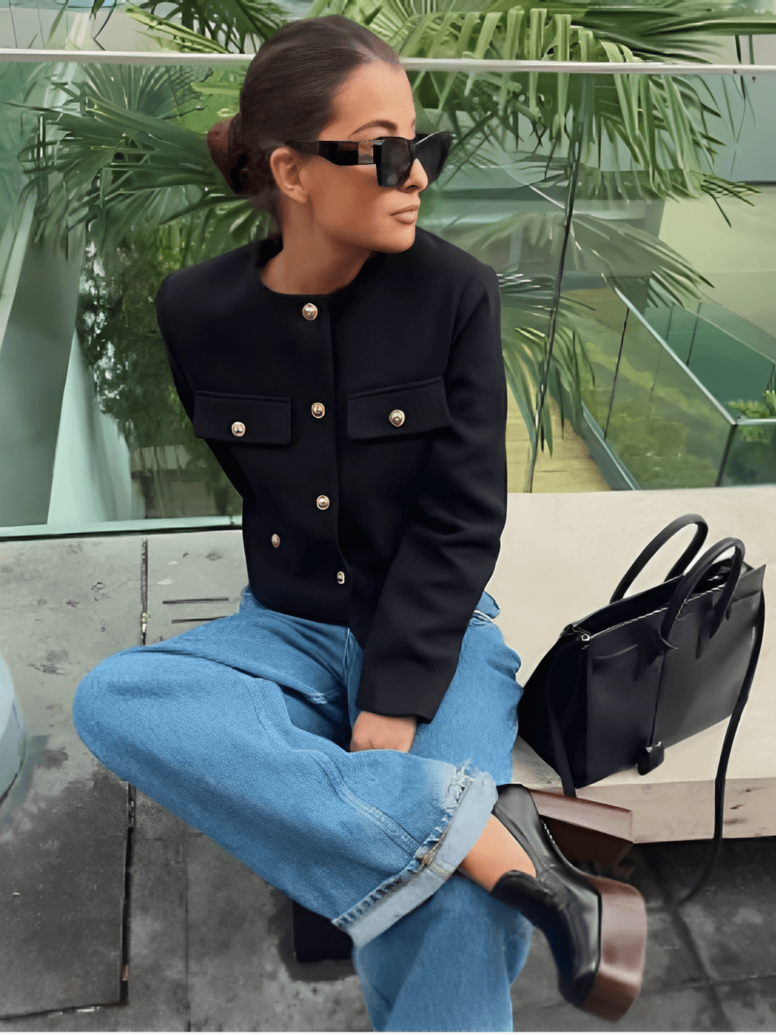 Desideria | Abrigo con Bolsos Decorativos y Botones