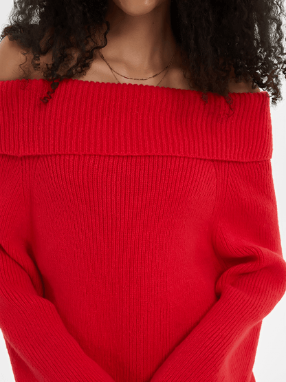 Alzira | Suéter Punto Grueso Ombros Descubiertos Amplio