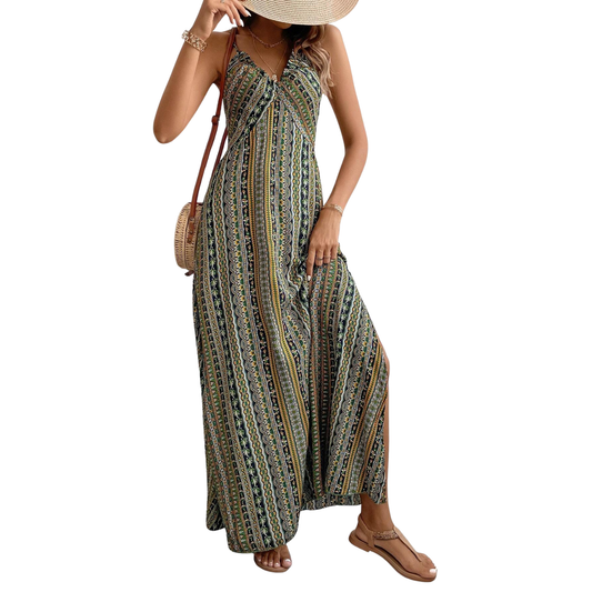 Vestido Largo de Rayas sin Mangas Nice