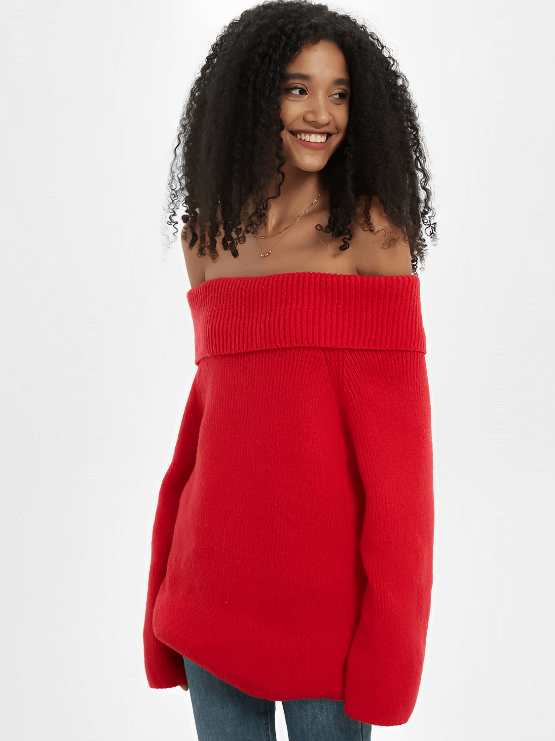 Alzira | Suéter Punto Grueso Ombros Descubiertos Amplio