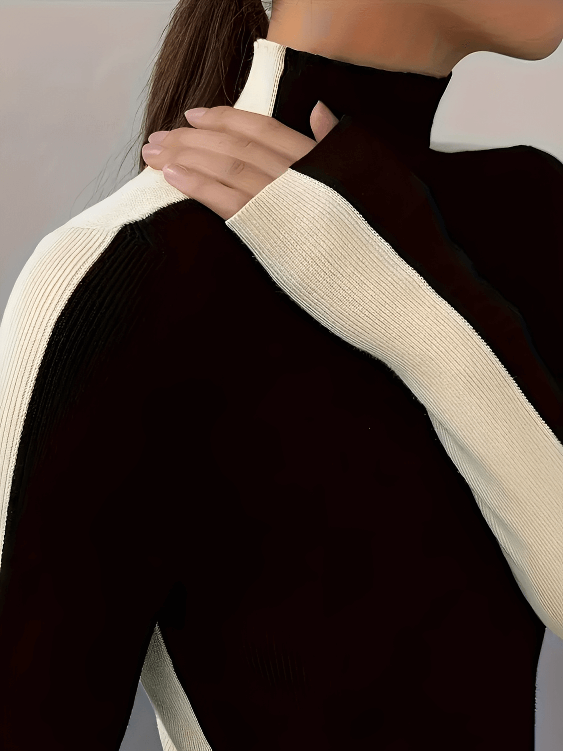 Jovita | Suéter Punto Bicolor Cuello Alto Doble Cara