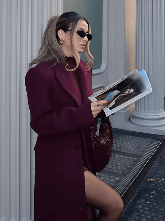 Gregoria | Sobretudo Largo Con Lana Batida Bolsos Decorativos