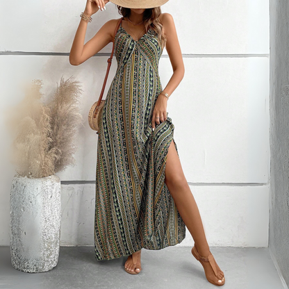 Vestido Largo de Rayas sin Mangas Nice