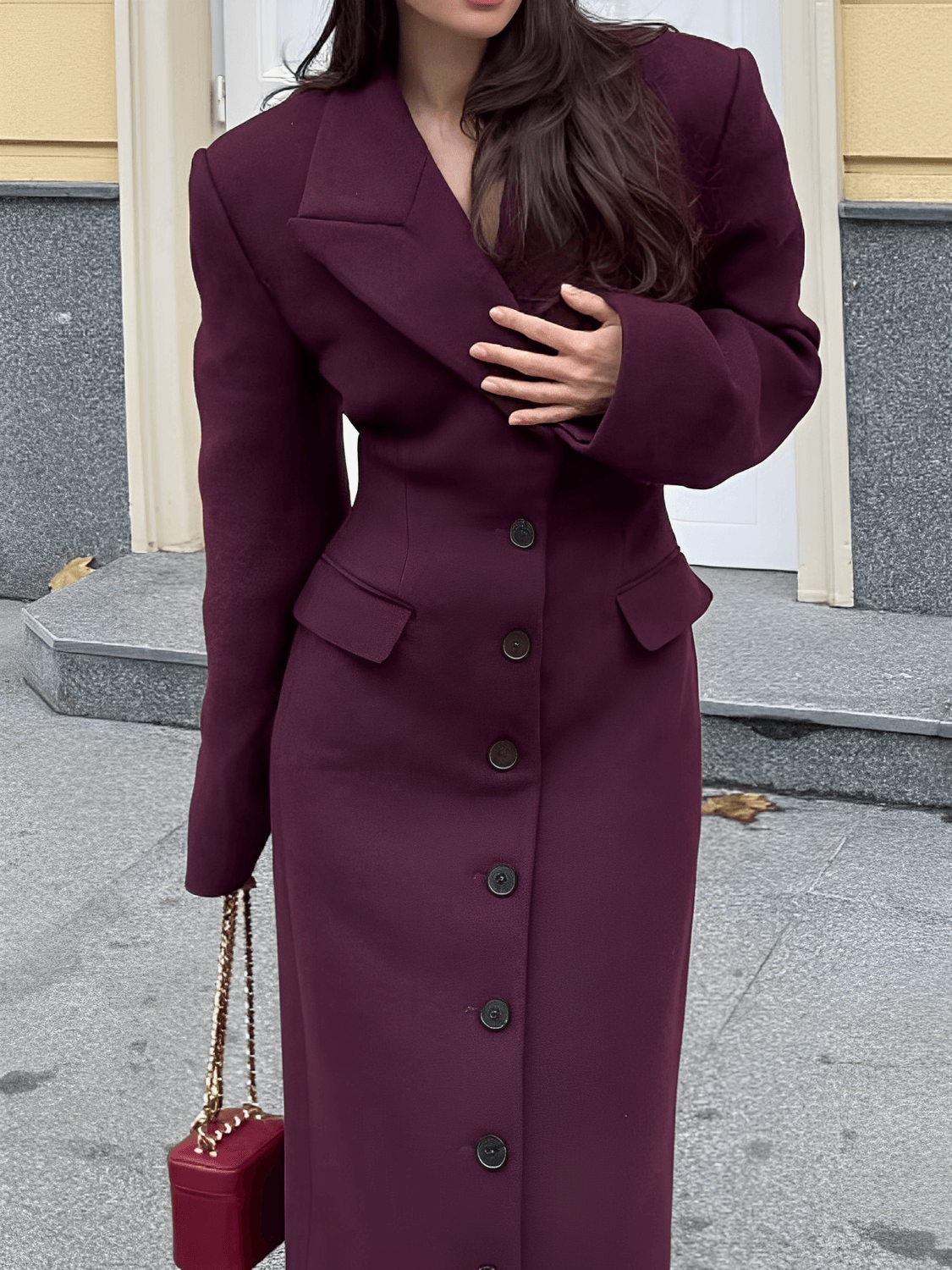 Gregoria | Sobretudo Largo Con Lana Batida Bolsos Decorativos