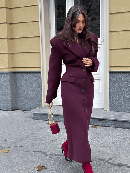 Gregoria | Sobretudo Largo Con Lana Batida Bolsos Decorativos