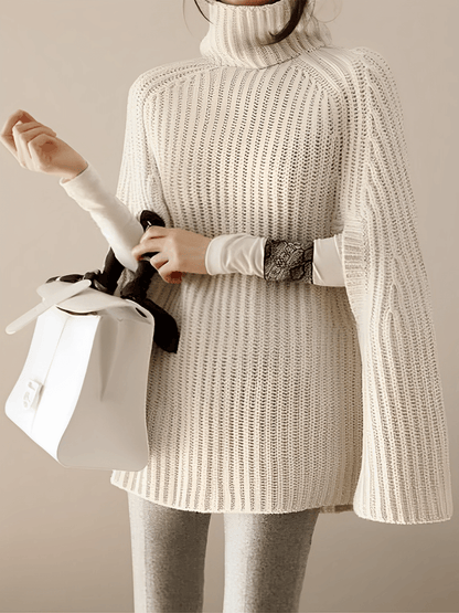 Carmelita | Suéter de punto estilo capa para mujer con cuello alto