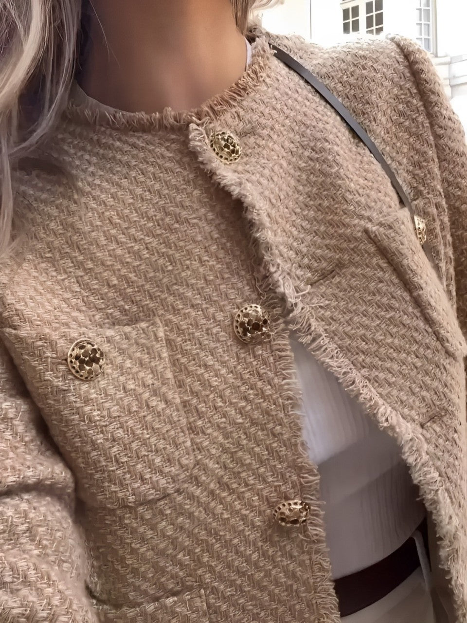 Itziar | Chaqueta Texturizada Con Botones Y Bolsos