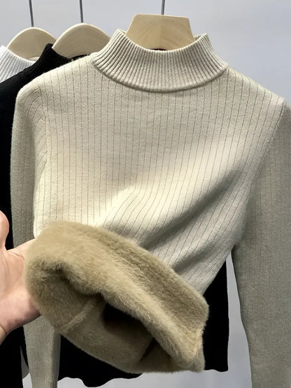 Zuleima | Suéter Femenino Peluciado Canelado Cuello Alto