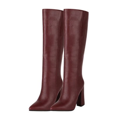 Bota Alta de Piel con Tacón Houston