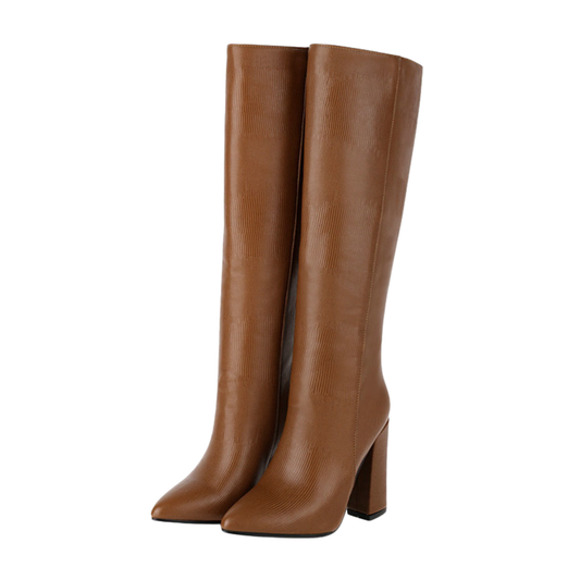 Bota Alta de Piel con Tacón Houston