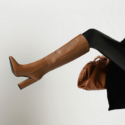 Bota Alta de Piel con Tacón Houston