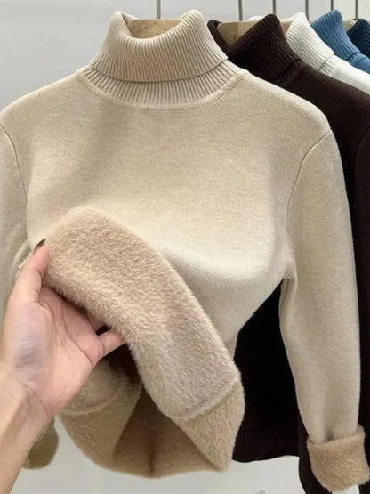 Evangelina | Suéter Peluciado de Algodón con Cuello Alto Cálido