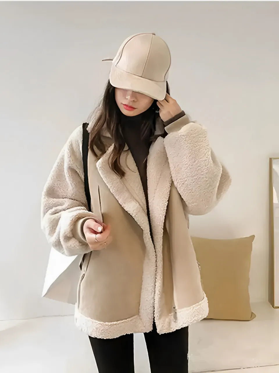 Eulalia | Abrigo Femenino Peluciado Lana Camurça Cremallera