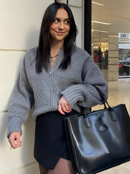 Consolación | Chaqueta Bomber Canelada Con Cremallera Ajuste Fino