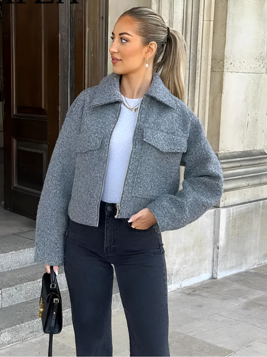 Belénia | Chaqueta bomber de lana con bolsillos y cremallera para clima frío