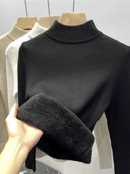 Zuleima | Suéter Femenino Peluciado Canelado Cuello Alto