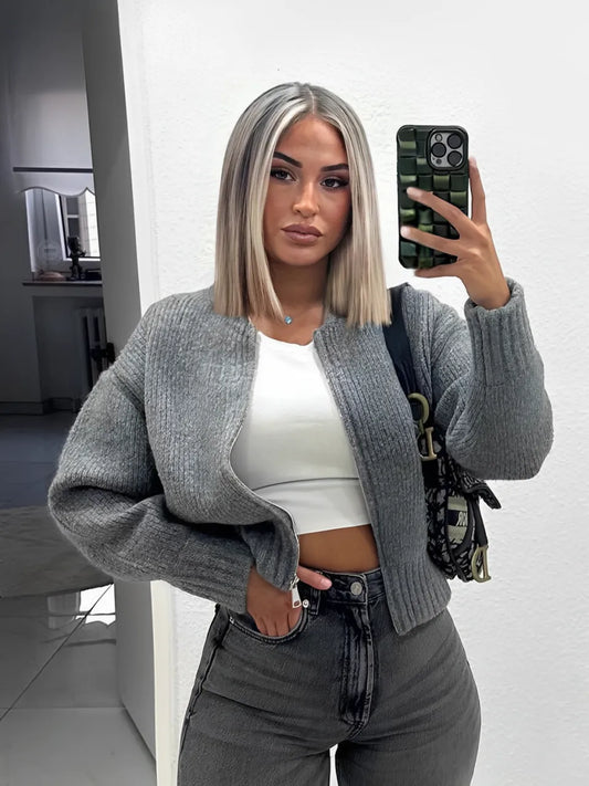 Consolación | Chaqueta Bomber Canelada Con Cremallera Ajuste Fino