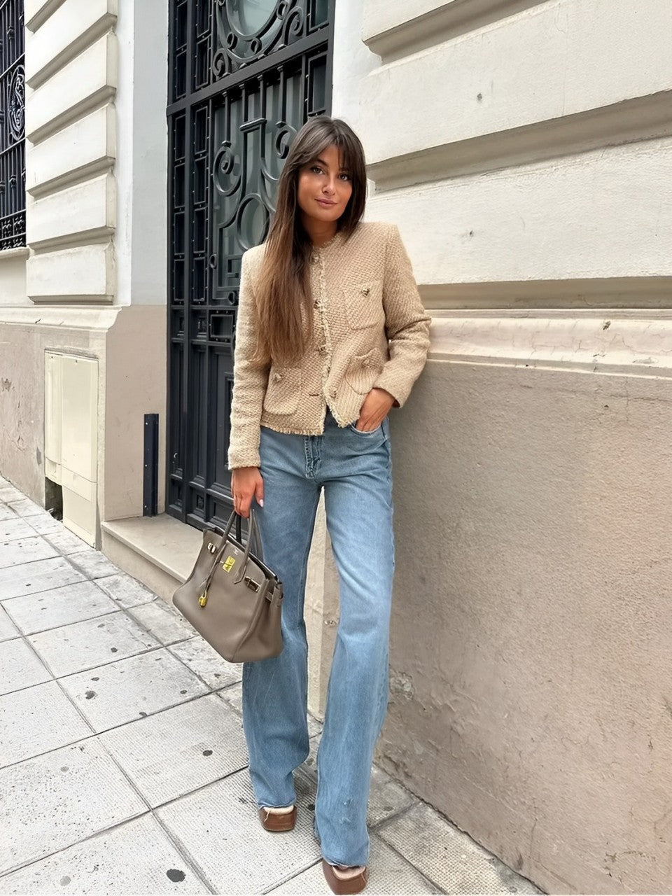 Itziar | Chaqueta Texturizada Con Botones Y Bolsos