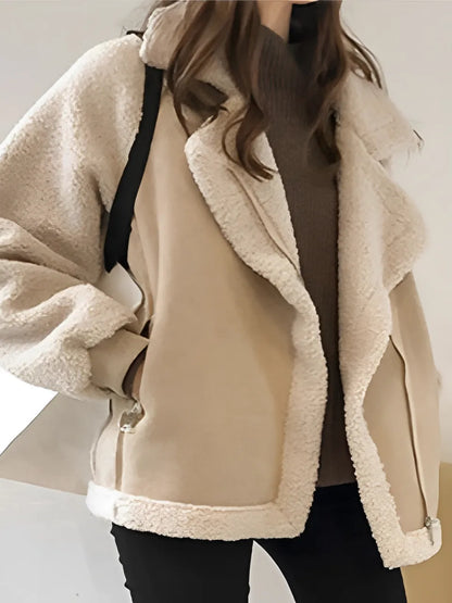 Eulalia | Abrigo Femenino Peluciado Lana Camurça Cremallera