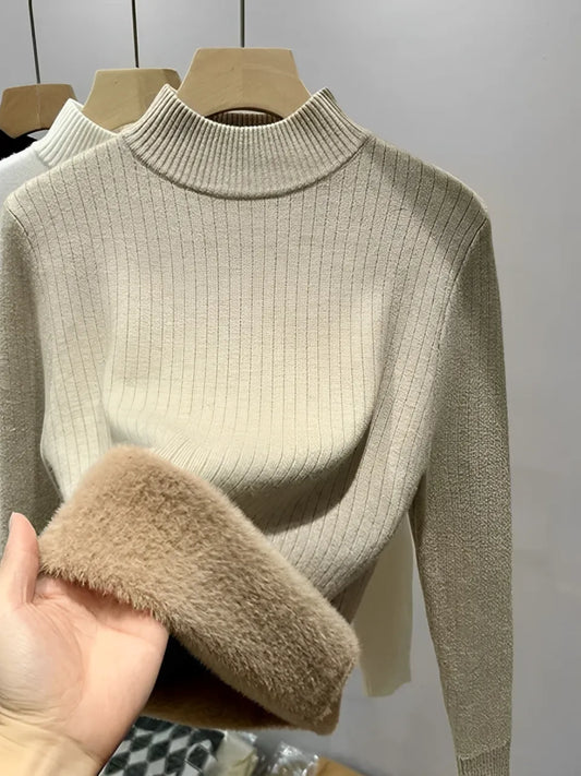 Zuleima | Suéter Femenino Peluciado Canelado Cuello Alto