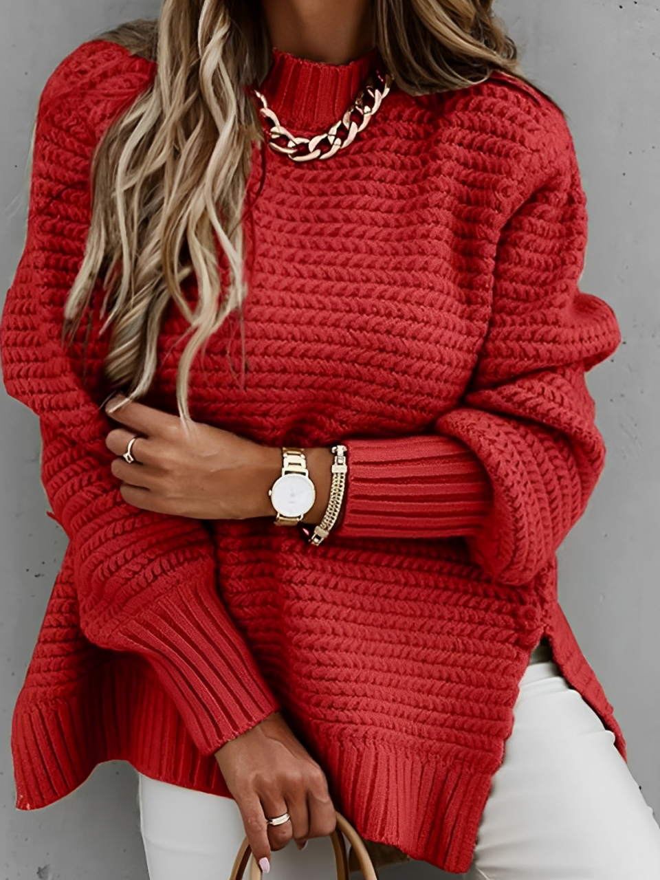 Elvira | Suéter Mullet Punto Gola Alta Mangas Bufantes