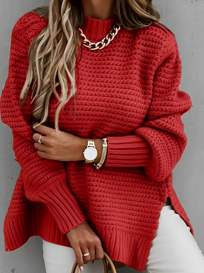 Elvira | Suéter Mullet Punto Gola Alta Mangas Bufantes