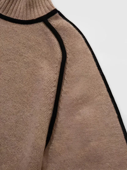 Clarinda | Suéter de punto acanalado con cuello alto y rayas 3D texturizadas