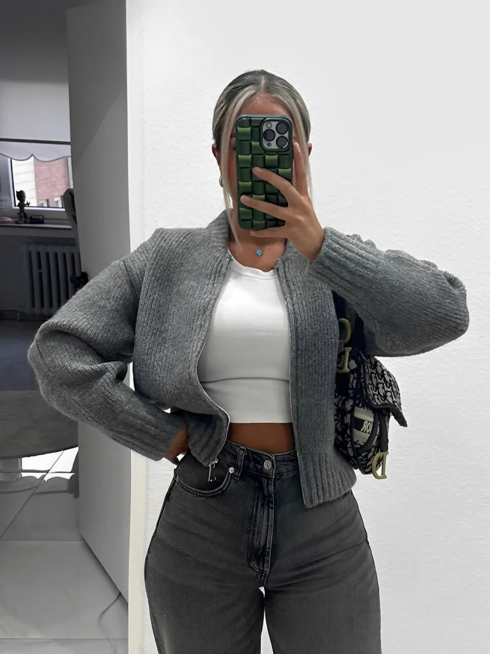 Consolación | Chaqueta Bomber Canelada Con Cremallera Ajuste Fino