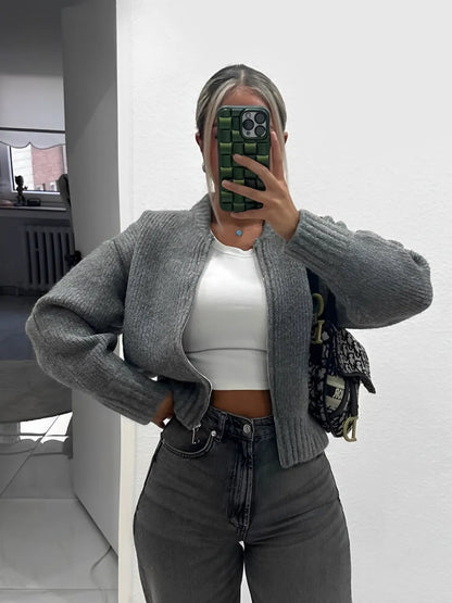 Consolación | Chaqueta Bomber Canelada Con Cremallera Ajuste Fino