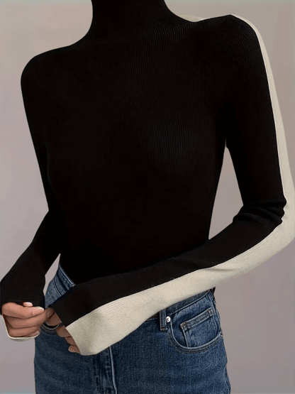 Jovita | Suéter Punto Bicolor Cuello Alto Doble Cara