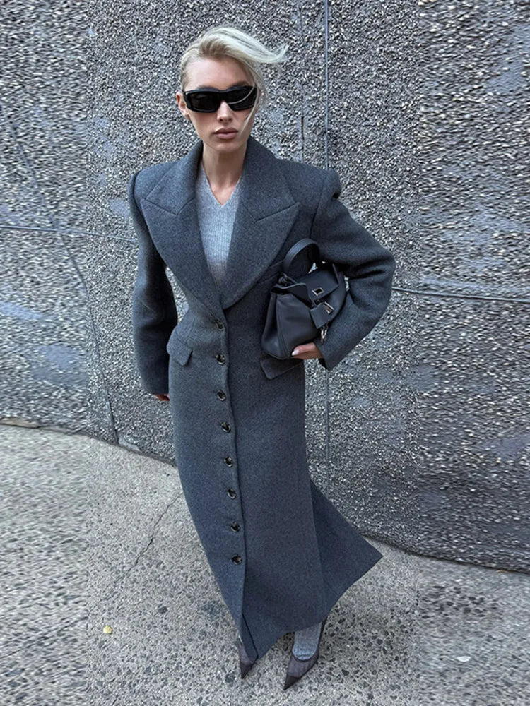 Gregoria | Sobretudo Largo Con Lana Batida Bolsos Decorativos